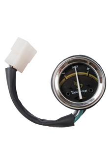 Deutsche 11 Ammeter for Royal Enfield 500 (Black / Gold Dial With 12V Bulb & Mounting Rubber ) (4 Pin White Coupler) (2014 Model)